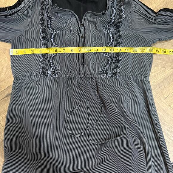 Rungolee 100% Silk Dress Black Embroidered Lace Boho Women's Size Small - Picture 8 of 11